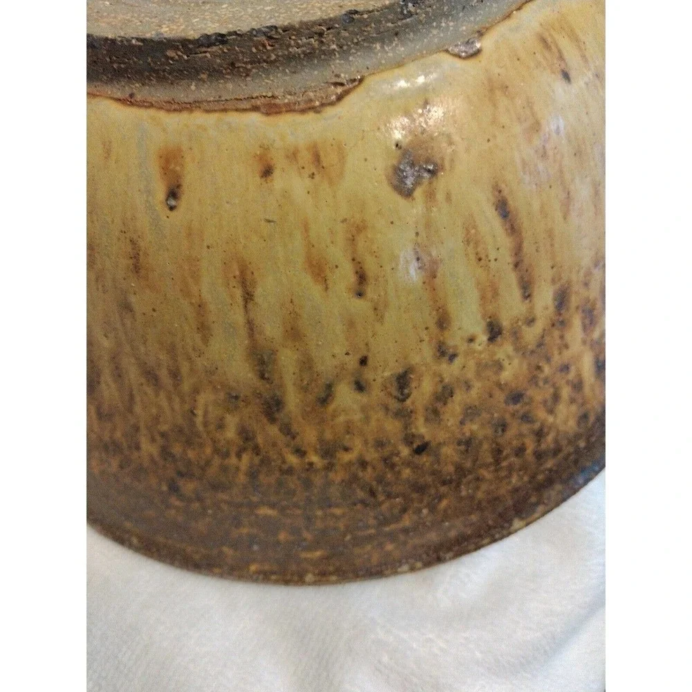 Hand Pottery Bowl Studio Art Brown Drip Glaze Two-Tone Artist‎ Signed GORGEOUS